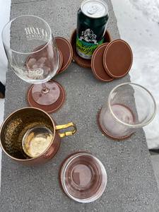 Ensemble de sous-verres en cuir véritable de luxe personnalisé style classique avec support 5mm d'épaisseur pour boissons ou cadeaux - Product Image 3