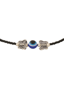 Tobillera de Plata con Cuentas Negras, Mariposa y Ojo Turco para Mujer, Joyería para el Pie - Product Image 4