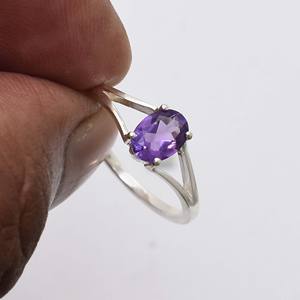 Vente en gros d'anneaux de style bohème en argent sterling 925, pierres précieuses d'améthyste de coupe ovale naturelle, look incroyable, bijoux en vrac Sobiz - Product Image 6