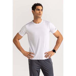 T-shirt blanc en coton tricoté 100 % écologique pour homme, coupe classique, broderie personnalisée, manches courtes, décontracté, mode, qualité supérieure, vierge - Product Image 2