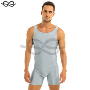 จั๊มสูทแขนกุดสำหรับผู้ชายชุดชั้นในผ้ายืดสีพื้นสำหรับออกกำลังกายเล่นโยคะมวยปล้ำฟิตเนส - Product Image 4