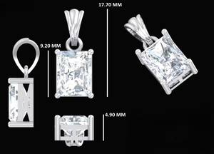Pendentif de mariage classique en moissanite taille radiant de 2,50 carats (sans chaîne), bijoux en or blanc/jaune massif 10 carats pour femmes - Product Image 6