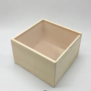 Caja de regalo de madera de pino personalizada con tapa transparente Embalaje de madera de color natural ecológico para manualidades Pegatinas de velas - Product Image 3