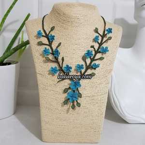 Collar con cuentas turquesa con accesorio de moda İğne Oyası Gönülçelen - Product Image 1