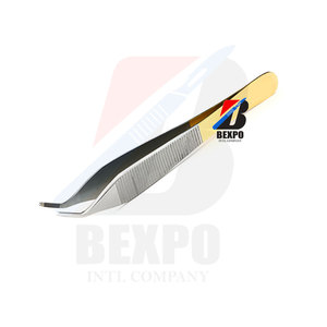En venta Dental Adson Tissue Forceps Straight TC Serrated 120mm instrumentos Manual Color dorado embalaje personalizado - Product Image 5
