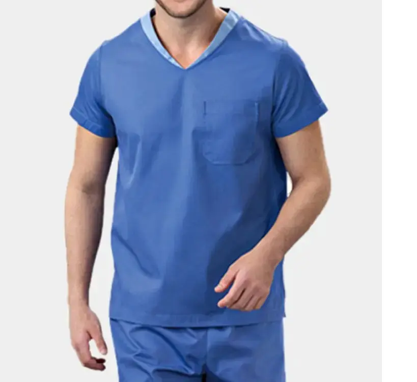 Hoge Kwaliteit Katoen Scrubs Uniformen Sets Moderne Verpleegkundige Uniform Mannelijke Verpleging Scrubs Ziekenhuis Uniformen