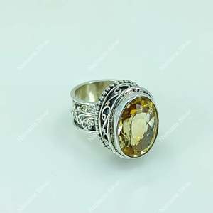 Bague en argent sterling 925 faite à la main avec pierre de citrine, bijoux de mode bohème avec pierre précieuse ovale naturelle, pierre de naissance de novembre, bague de promesse - Product Image 6