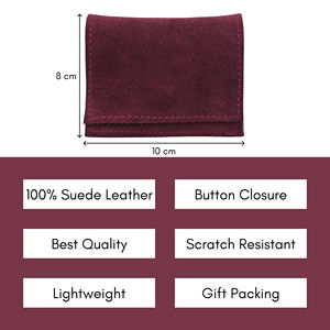 Bolsa de regalo de cuero de gamuza roja oscura hecha a mano, bolsas con cierre de botón de joyería personalizada, bolsa con logotipo personalizado para embalaje de joyería - Product Image 2