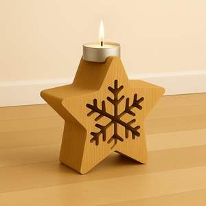 Porte-bougie chauffe-plat en bois design, décoration d'intérieur, centre de table pour la fête de Pâques, style ferme tendance, idée cadeau élégante - Product Image 1