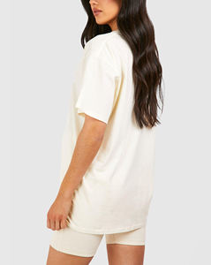 T-shirts Hip Hop surdimensionnés pour femmes de haute qualité en gros 100% coton T-shirt blanc à col rond et à épaules tombantes pour femmes - Product Image 4