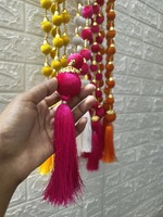 Boule de velours gland guirlande colorée guirlande mariage approvisionnement événement décoration rideau Mehendi et Haldi fête toile de fond soie Latkan
