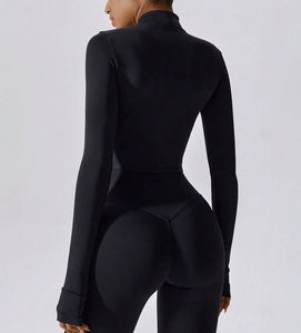 ชุดเสื้อแจ็กเก็ตและกางเกงเลกกิ้งผู้หญิงแบบไร้รอยต่อมีซิปชุดเล่นกีฬาออกกำลังกายเล่นยิมยืดหยุ่นสูงชุดสองชิ้น - Product Image 6