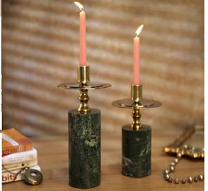 Portavelas, Juego de 2, Portavelas Cónicos para Decoración del Hogar, Decoración de Mesa de Comedor, Portavelas Redondo para Velas de Pilar, Verde Decorativo - Product Image 1