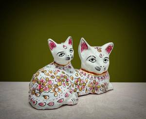 Estatua de Gato de Metal, Artesanía Meenakari, Pintada a Mano, Esmalte, Decoración de Jardín, Decoración de Interiores, Obra de Arte Decorativa, Artículo de Regalo, Gato de Metal - Product Image 2