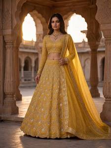 Lehenga Choli para la boda tradicional Invierno Verano Último diseñador Bordado Trabajo Blusa Piezas Net Dupatta Totalmente Georgette - Product Image 1