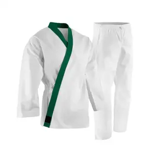 2023 프리미엄 품질 사용자 정의 디자인 가라테 유니폼 핫 세일 독특한 디자인 가라테 유니폼 흰색 녹색 가라테 유니폼