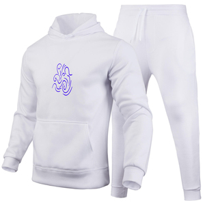 Venta al por mayor 100% algodón hombres Jogger Conjunto personalizado sudaderas con capucha con patrón 3D invierno Etiqueta Privada chándal en blanco - Product Image 1