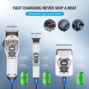 Kit de tondeuses à cheveux professionnelles, batterie 2500 mAh, lame en céramique en forme de T, étanche IPX7, rasoirs électriques, cadeaux pour barbiers - Product Image 4