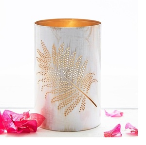 Set Of 3 Maple <b>Leaf</b> Design Round Iron Votive Candle Holder White Color for Home and Christmas <b>Lighting</b> Decoration - Product Image 5