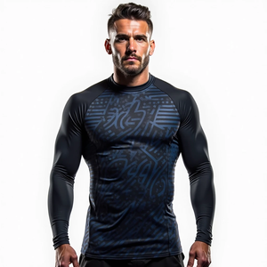 Protector de erupción de manga corta y completa de compresión de ajuste personalizado para MMA y lucha con diseño sublimado kimono de jiu jitsu - Product Image 3