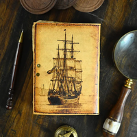 Carnet de voyage vintage en cuir véritable avec papier à bords festonnés 7x5, style classique, fait main, cadeau d'aventure pour écrivain
