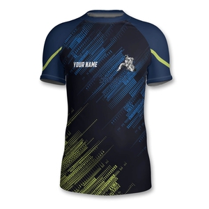 Impresión de logotipo Rashguard de manga corta personalizable disponible Material elástico de primera calidad para entusiastas del fitness y amantes del agua - Product Image 5