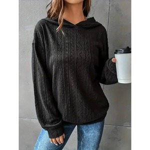 เสื้อมีฮู้ดสีขาวอินเทรนด์ของผู้หญิง100% ผ้าฝ้ายทอสวมใส่สบายและแสดงแฟชั่นอ่อนเยาว์ - Product Image 4