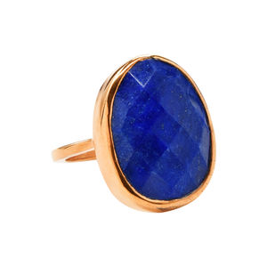 Lapis Lazuli Oval Shape Gemstone Size18x14mm Gold Vermeil 925 <b>Sterling</b> <b>Silver</b> Bezel <b>Set</b> Classic Unisex <b>Ring</b> - Product Image 2
