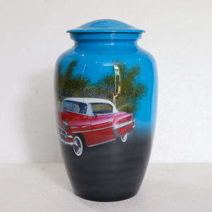 Urne funéraire classique en métal pour cendres humaines et animales de compagnie, écologique, tailles et designs personnalisables, urne commémorative funéraire, urne à thème - Product Image 3