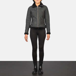 Chaqueta Bomber Sherilyn B-3 de Piel de Oveja Negra Desgastada, Cortavientos, de Poliéster y Algodón Suave, Personalizada en Talla XL para Otoño y Primavera - Product Image 3