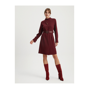 เดรสสีสันสดใส แขนยาว คาดเข็มขัด ซิปติดเข็มขัด  ทรงโค้ง - Product Image 6