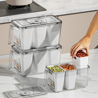 Boîte de conservation alimentaire réfrigérée en PET, conteneur hermétique pour produits frais, bac de rangement alimentaire avec séparateur intégré, boîte de rangement pour repas, boîte de réfrigérateur