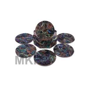 Juego de posavasos de nácar blanco y negro hecho a mano con incrustaciones de madera y latón personalizado para cocina y fiesta hecho en India - Product Image 3