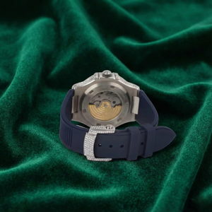 Montre automatique de luxe en moissanite glacée, acier inoxydable, cadran bleu, saphir, étanche, style diamant, pour homme et femme - Product Image 2