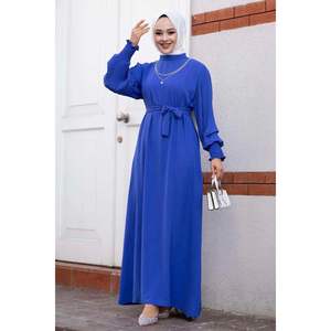 Robe modeste hijab à manches plissées indigo - Product Image 3