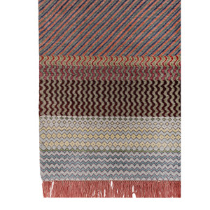 Alfombras Anudadas a Mano de Lana y Seda de Bambú con Patrón Geométrico Manchaha, Rosa y Morado, para Uso Doméstico, Modelo LES-2870 - Product Image 4