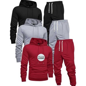 Survêtements 2 pièces en molleton pour hommes, sweats à capuche et pantalons de survêtement, ensemble de jogging décontracté - Product Image 1