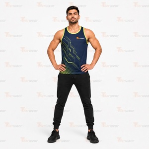 Wholesale Custom <b>Mens</b> Sublimation Tank Top Sportswear Manufacturer <b>Gym</b> Workout Stringer <b>Vest</b> Bodybuilding Running Quick Dry - Product Image 2