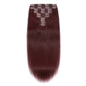 ต่อผมแบบคลิปหนีบสีเบอร์กันดี ขนาด 26 นิ้ว เกรด 99J ผมแท้บราซิล 100% เรมี่ ยากิ สเตรท - Product Image 1