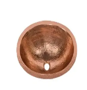 Wastafel mandi tembaga Air India bersinar bentuk bulat pemasok wastafel mandi tembaga dekoratif unik wastafel palu tembaga yang sangat menantang