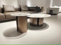 Table d'appoint de haute qualité Zagreb avec plateau en marbre et pieds en métal, mobilier d'hôtel pour salon, entrée, ferme, contemporain, fabriqué au Vietnam