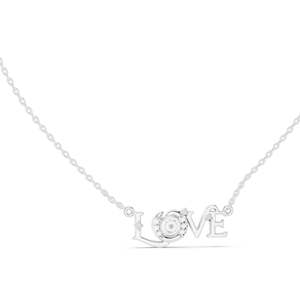 Collier pendentif LOVE en diamant CVD EF VVS-VS créé en laboratoire de 0,094 CT, options en or 18 carats, 14 carats, or rose, or jaune, or blanc, élégant et raffiné - Product Image 2