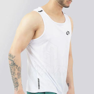 Blanc solide sans manches été débardeur 100% coton course Gym débardeur pour hommes haute qualité entraînement sport Gym débardeurs - Product Image 6