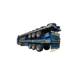 Semi-remorque à plateau en acier robuste à 3, 4 ou 5 essieux, capacité de charge de 5 tonnes, 12,5 m, pour le transport de conteneurs de 20 pieds et 40 pieds - Product Image 1