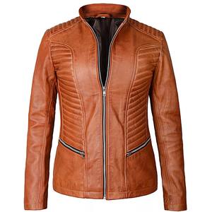 Chaqueta de cuero para mujer de alta calidad de nuevo diseño clásico 2025, cuello levantado con cierre de cremallera, algodón relleno transpirable a prueba de viento - Product Image 4