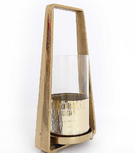 Modern Gold Metal Moroccan <b>Lantern</b> Glass <b>Hurricane</b> Pillar Candlestick Stand Luxury Wedding Party Table Centerpiece Home Ornament - Product Image 1