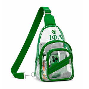 Sac bandoulière transparent Iota Phi Lambda en PVC, sac bandoulière transparent approuvé par la sécurité, sac à bandoulière réglable pour les voyages - Product Image 1