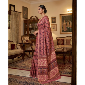 Chal étnico Chanderi con blusa y sari con estampado digital - Product Image 2