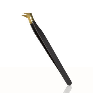 Fiber Grip Lash Extension Tweezers Matte Black Gold Fiber Tip Tweezer Lash <b>Applicator</b> Diamond Tip Tweezers for Lash Extension - Product Image 4