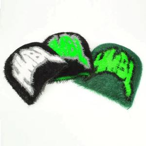 Bonnets d'hiver en mohair personnalisés avec LOGO OEM & ODM pour hommes Bonnets unisexes en mohair tricotés - Product Image 1